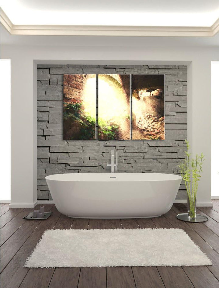 Pixxprint alte Ruine als Leinwandbild/Grösse: 3 Teilig (120x80) cm/Wandbild/Kunstdruck/fertig bespan