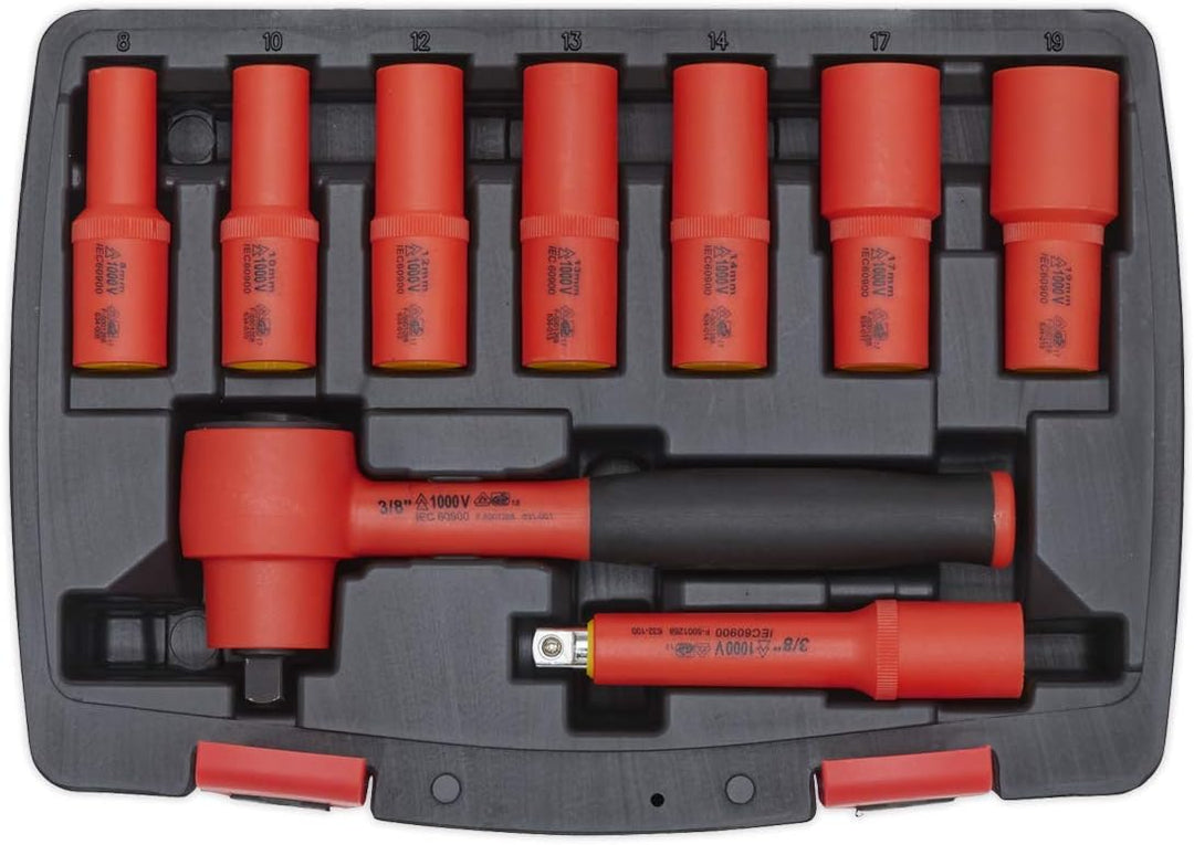 Insulated Socket Set 9pc 3/8"Sq Drive 6pt WallDrive® VDE Approved
