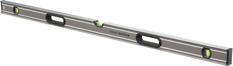 Stanley FatMax Wasserwaage Pro (120 cm Länge, horizontale/vertikale Libelle, Schutzkappen, Bi-Materi