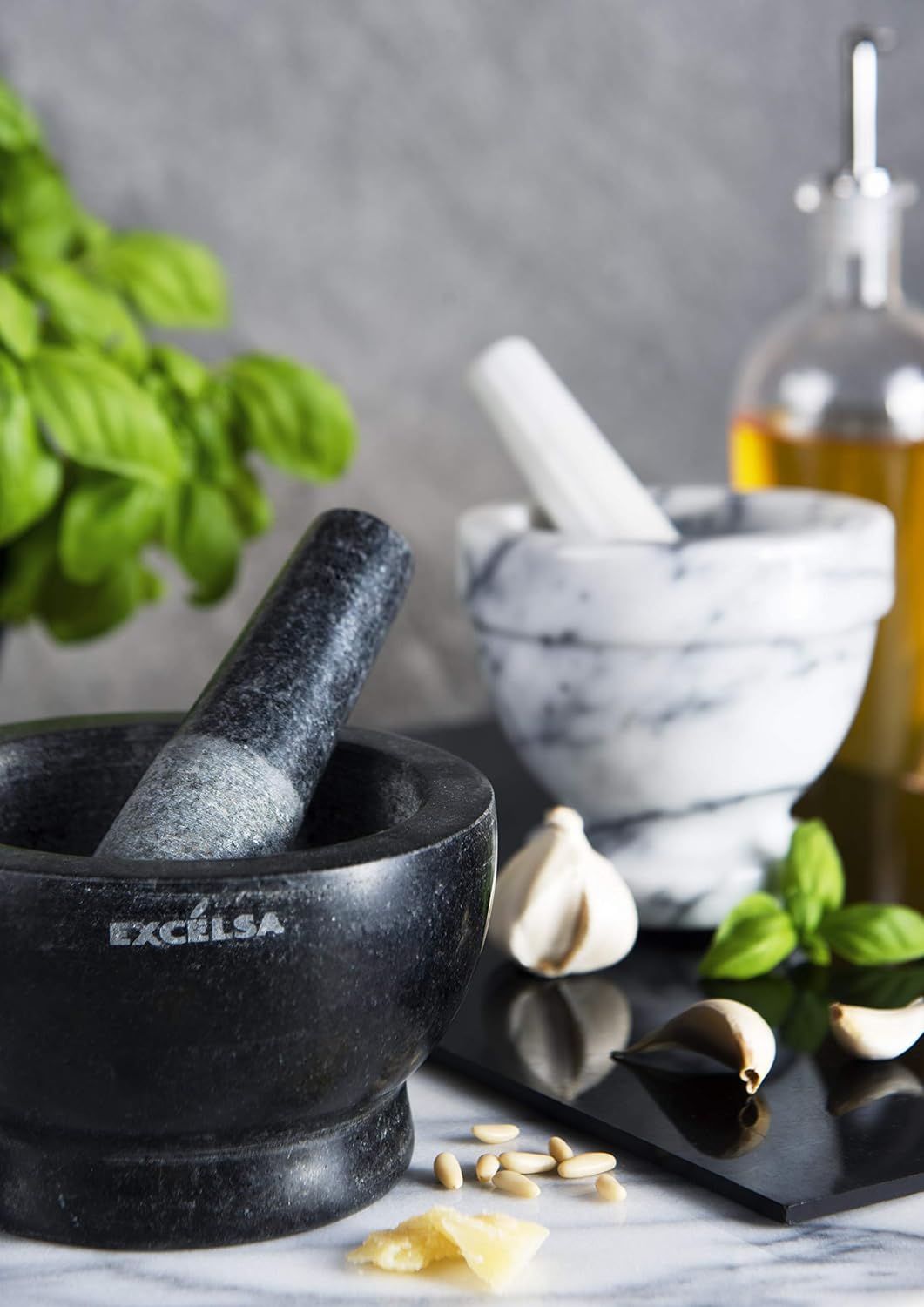 Excelsa 62524 Pesto Mörser mit Stössel, Granit, Schwarz 400 ml, 400 ml