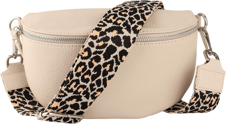 MIRROSI® Bauchtasche Damen, Echtleder, Made in Italy, Umhängetasche, Brusttasche, Crossbody Bag (1 T