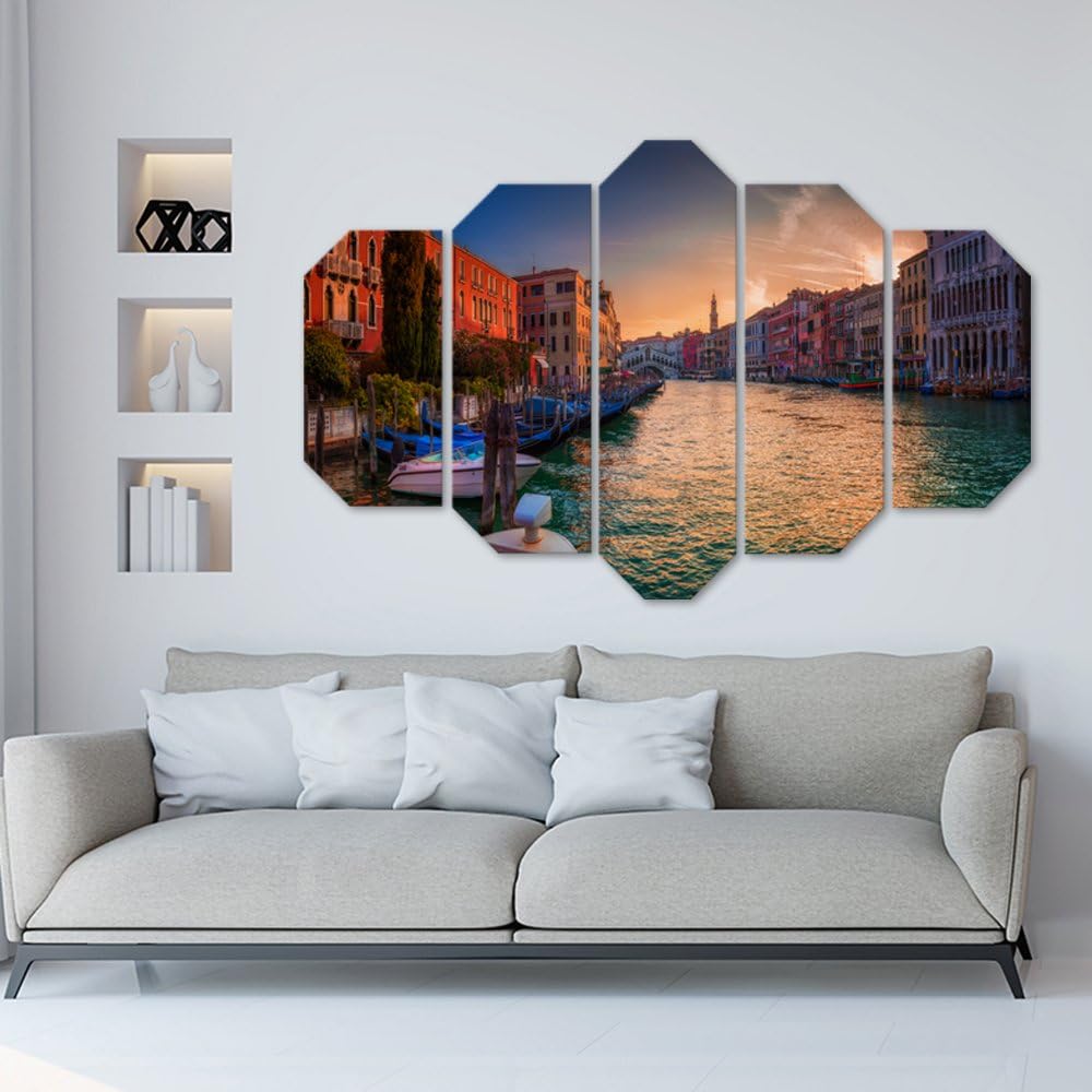 Feeby Dekobild 5 Paneele Venedig Wanddekoration Mehrfarbig 100x70 cm Deko Paneel 100x70 cm Mehrfarbi