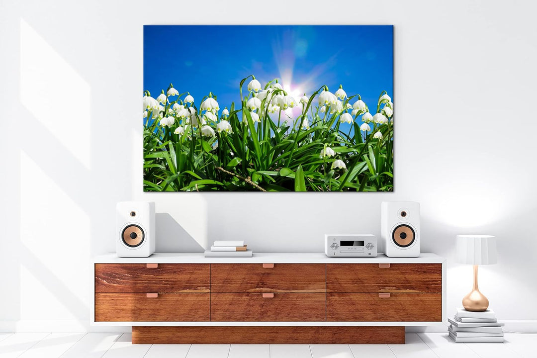 deyoli zauberhafte Schneeglöckchen Format: 100x70 als Leinwand, Motiv fertig gerahmt auf Echtholzrah