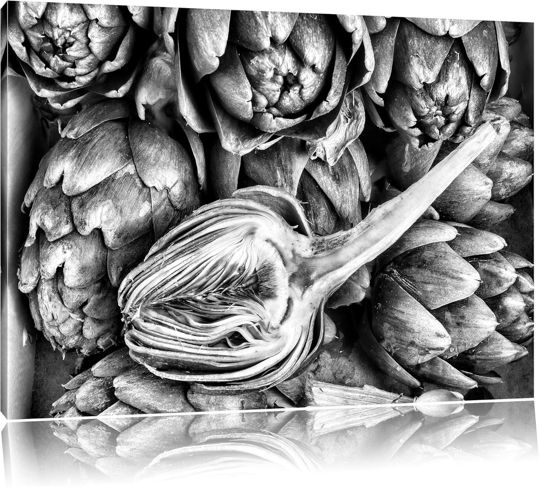 Pixxprint Aufgeschnittene Artischocke als Leinwandbild/Grösse: 100x70 / Wandbild/Kunstdruck/fertig b