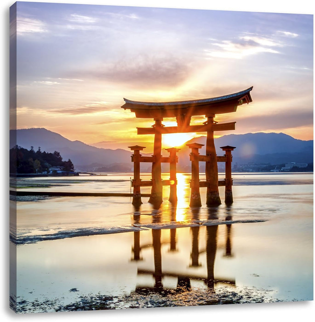 Pixxprint Torii Gate in Miyajima Japan als Leinwandbild/Grösse: 70x70 cm/Wandbild/Kunstdruck/fertig