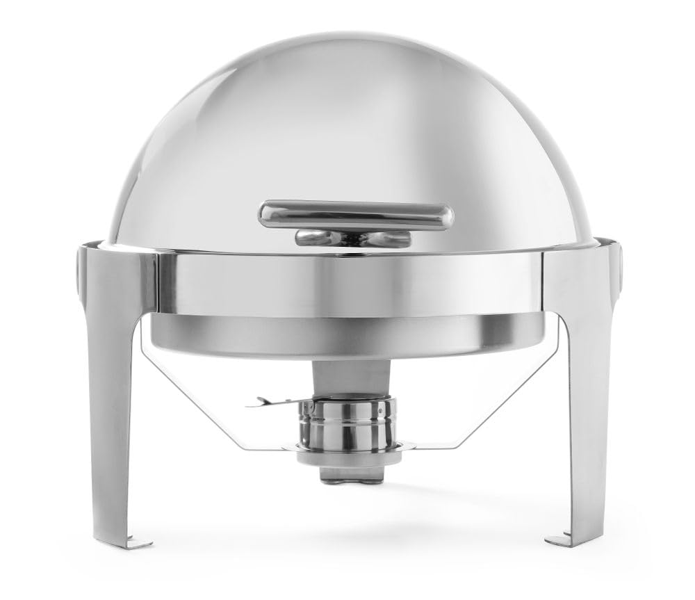 HENDI Chafing Dish - Rolltop, Rund, Lebensmittelpfanne Ø390x(H)60mm, Rahmen 2,3mm, Deckel 1,2mm, War