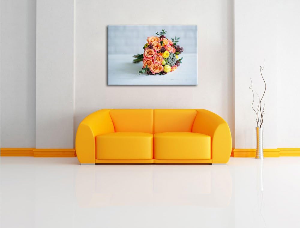 Romantischer Blumenstrauss, Format: 100x70 auf Leinwand, XXL riesige Bilder fertig gerahmt mit Keilr