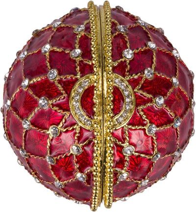 Danila-Souvenirs Fabergé-Stil Ei/Schmuckkästchen mit Kaiserkrone 12 cm rot