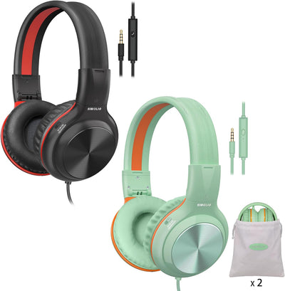 SIMOLIO 2 Pack of Kopfhörer mit Kabel, Over Ear Kopfhörer mit MIC für Kinder, Jungen, Mädchen, Jugen
