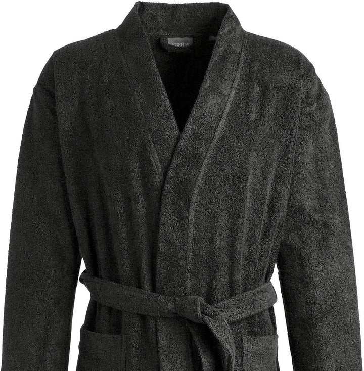 Egeria TOPAS Unisex Bademantel in Kimonoform für Damen und Herren, Grösse L, Farbe Black Schwarz S-X