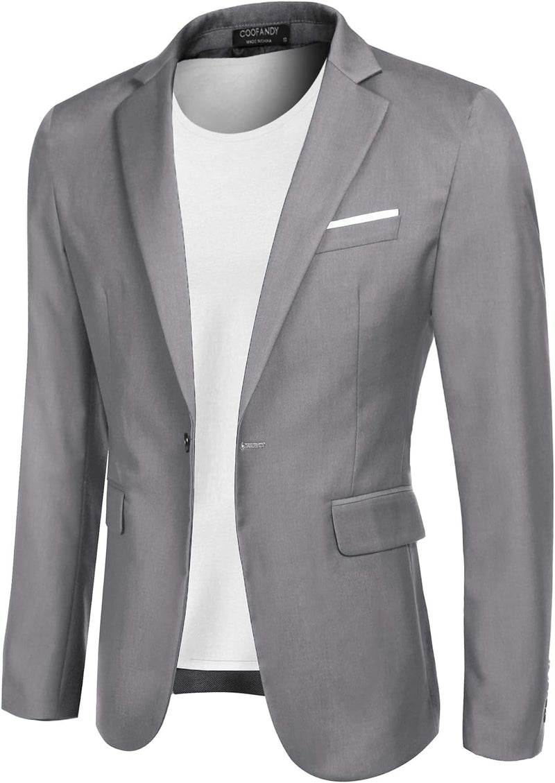 COOFANDY Blazer Herren Slim fit Business Sakko Männer Anzugjacke XS A Hellgrau, XS A Hellgrau