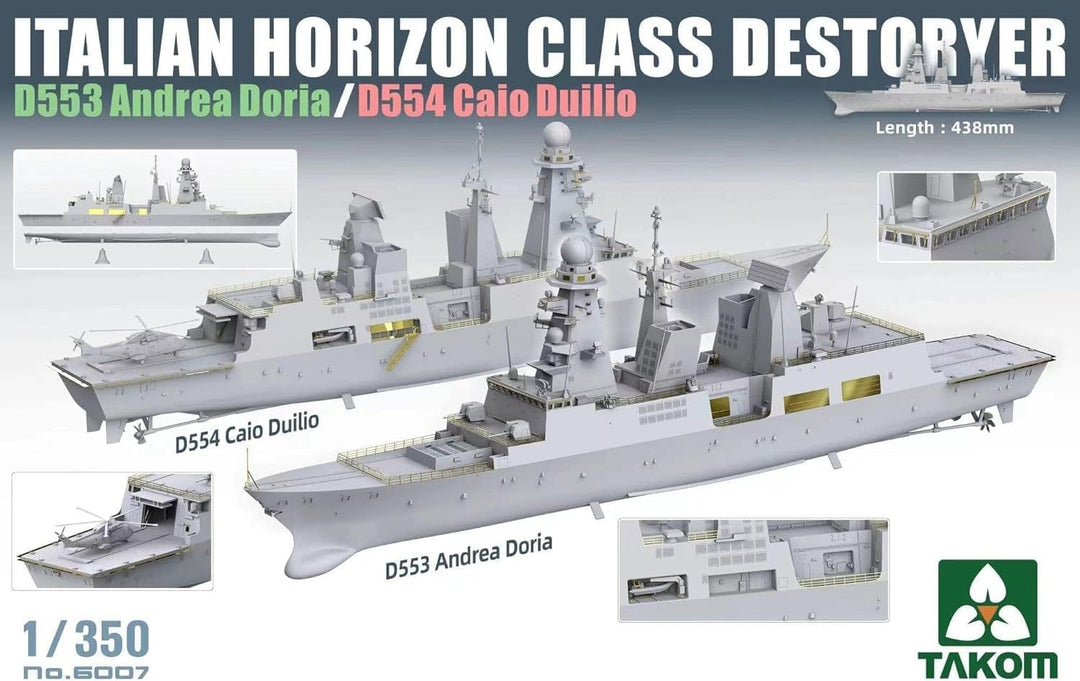 Tacom TKO6007 1/350 Italian Navy Horizon Class Destroyer D553 Andrea Doria/D554 Caio Duilio Kunststo