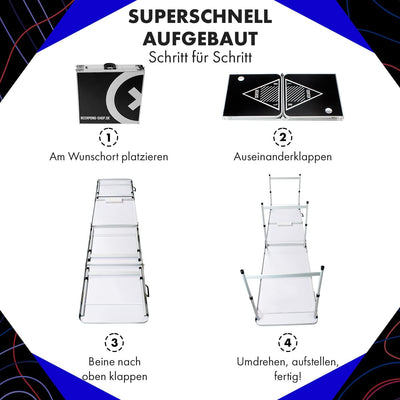 Beercup Bierpong Tische, Beer Pong Set für Partyspiele, Beerpong Tisch Klappbar & Höhenverstellbar,