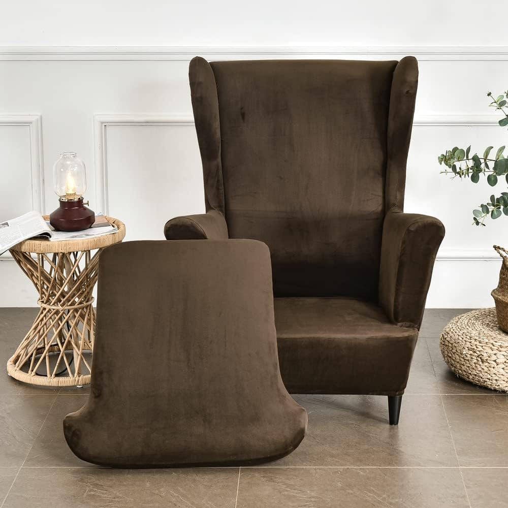 CHNSHOME Sesselhusse Ohrensessel Bezüge für Sessel Bezug für einen Ohrensessel Samt 2 Stück ohrenses