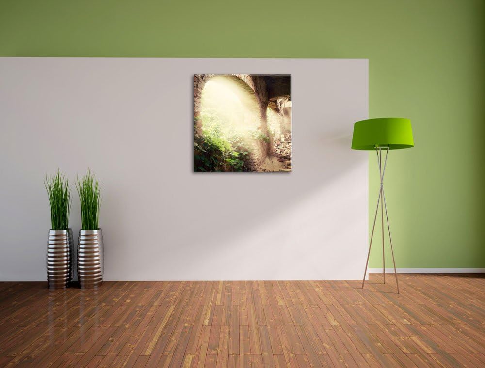 Pixxprint Alte Ruine, Format: 70x70 auf Leinwand, XXL riesige Bilder fertig gerahmt mit Keilrahmen,
