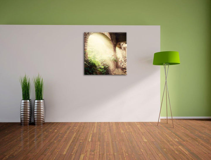 Pixxprint Alte Ruine, Format: 70x70 auf Leinwand, XXL riesige Bilder fertig gerahmt mit Keilrahmen,