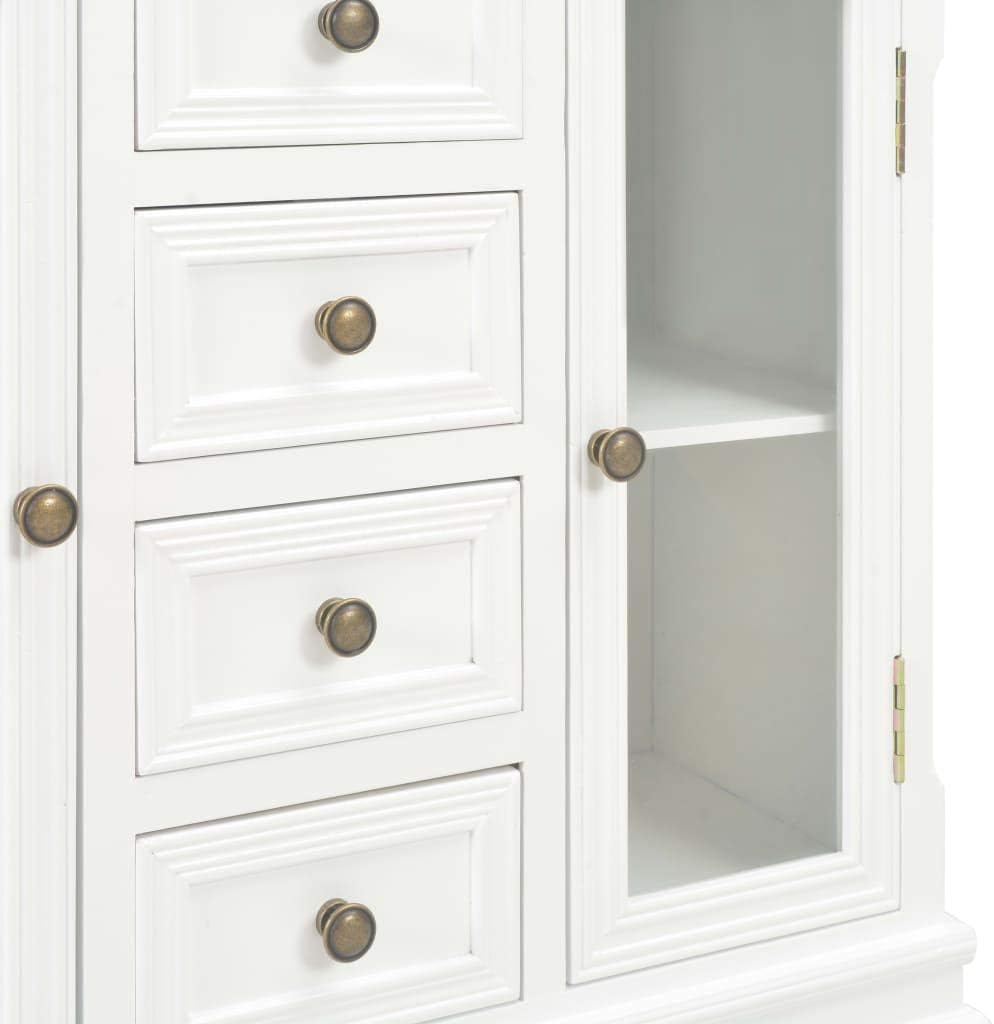 Tidyard Sideboard mit 4 Schubladen und 2 Glastüren Kommode Vitrinenschrank Beistellschrank Mehrzweck