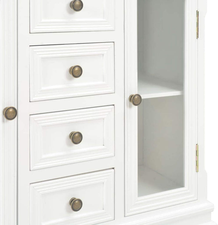 Tidyard Sideboard mit 4 Schubladen und 2 Glastüren Kommode Vitrinenschrank Beistellschrank Mehrzweck