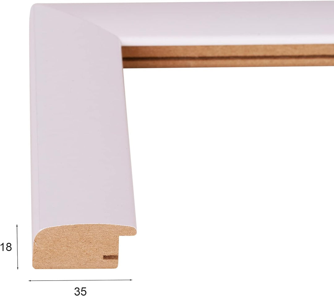 Rahmendesign24 Bilderrahmen Fiona 42x59,4 (DIN A2) Weiss (Hochglanz) Fotorahmen, Wechselrahmen, Post