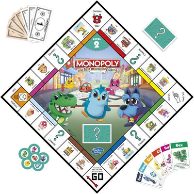 Mein erstes Monopoly-Spiel, Brettspiel für Kinder ab 4 Jahren, 2-seitiges Spielbrett, spielerisches