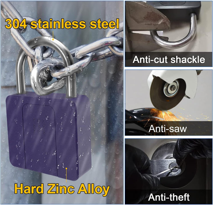 eLinkSmart Grosses Vorhängeschloss mit Schlüssel, Fingerabdruck-/Telefon-App, Remote-Autorisierung,