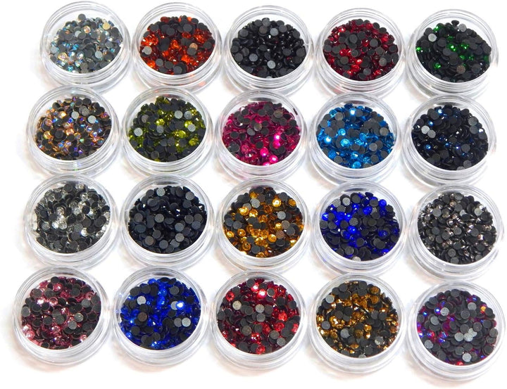 10000 Stück, Hotfix Strasssteine, zum Aufbügeln, AAA Qualität, 20 Farben Set mit Sortierbox, Glitzer