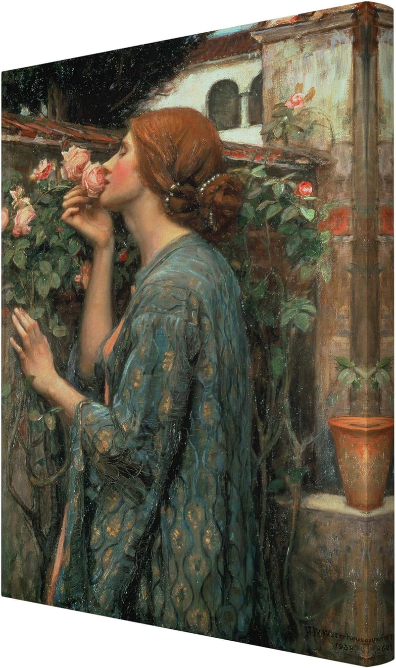 Bilderwelten Leinwandbild - John William Waterhouse Die Seele der Rose Hochformat 90 x 60 cm 90cm x