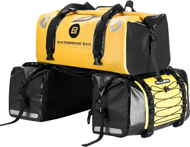 ROCKBROS Motorrad 62L Gepäckträgertaschen + 55L Gepäckrolle 100% Wasserdicht Motorradtaschen PVC Dop