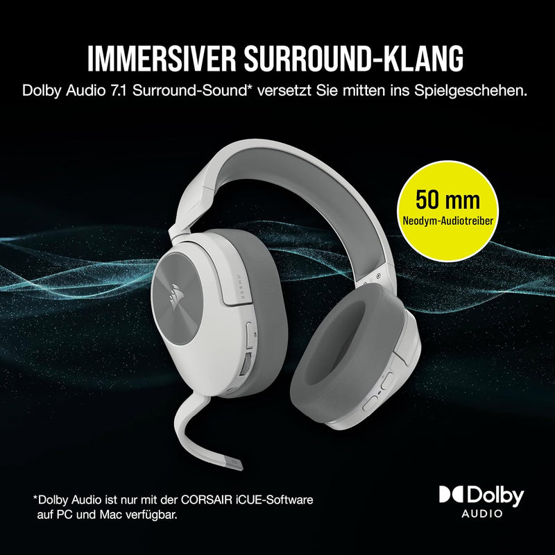 CORSAIR HS55 WIRELESS Leichtes Gaming-Headset - Dolby 7.1 Surround Sound - Omnidirektionales Mikrofo