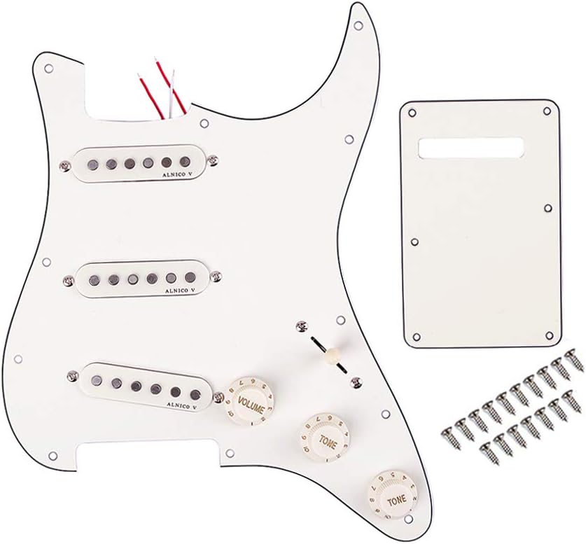 Alnicov 11 Holes Guitar Single Coil Pickups Vorverdrahtetes SSS Pickguard Scratch Plate Set mit rück