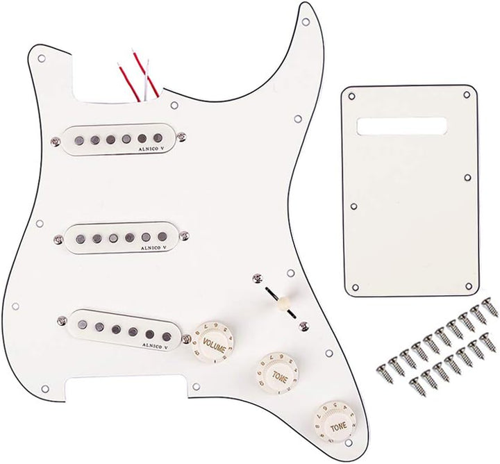 Alnicov 11 Holes Guitar Single Coil Pickups Vorverdrahtetes SSS Pickguard Scratch Plate Set mit rück