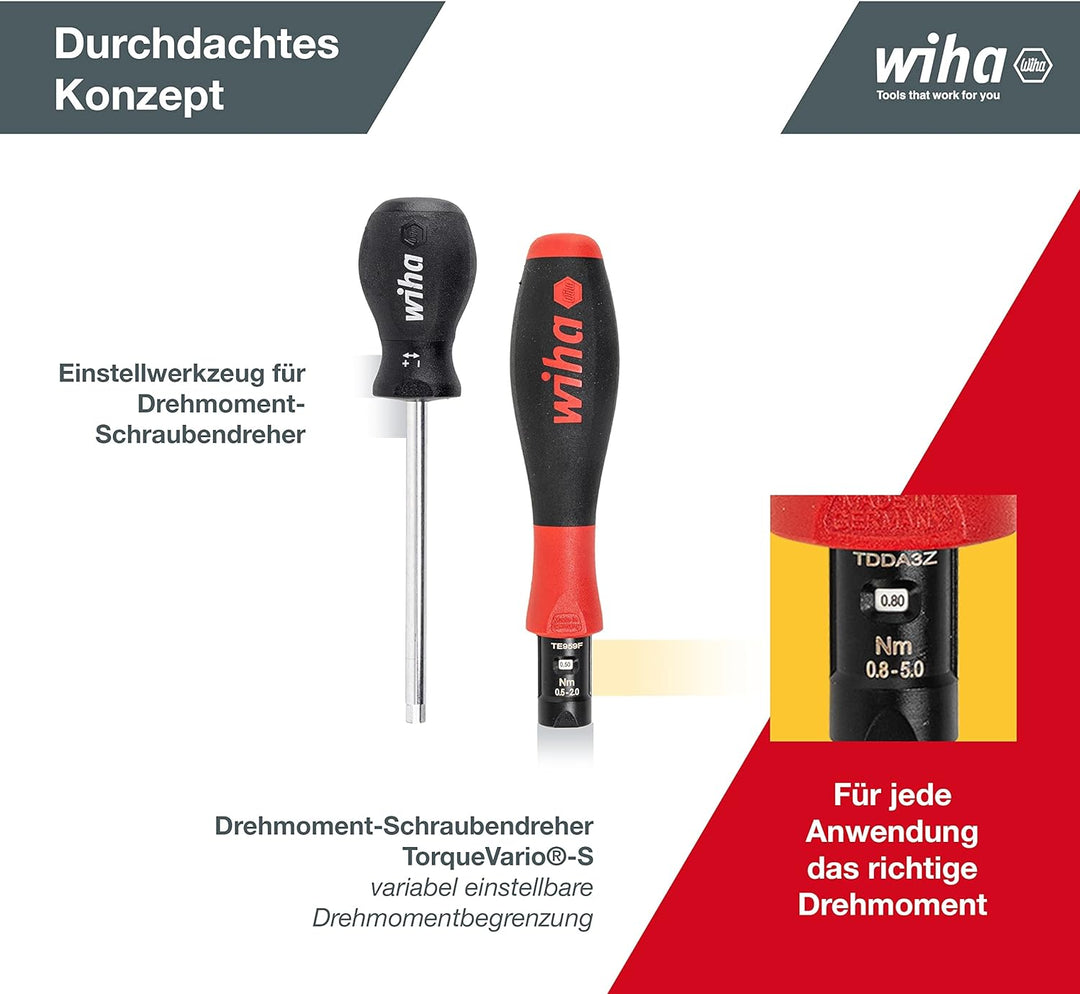 Wiha verstellbarer Drehmoment Schraubendreher TorqueVario®-S (26462) variabel einstellbar I 0,5-1 Nm