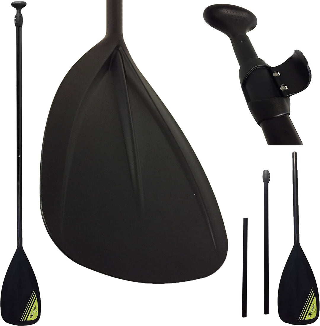 EXPLORER Alu SUP Paddel (verstellbar: 175-215cm) schwimmt, 3-teilig, ergonomischer Griff Stand up Pa