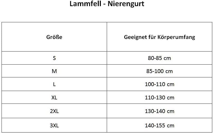 Lammfell - NIERENGURT Lammfellwärmer Nierenwärmer Rückenwärmer S-3XL Grösse XXL, Farbe Milchkaffee X