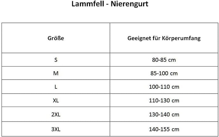 Lammfell - NIERENGURT Lammfellwärmer Nierenwärmer Rückenwärmer S-3XL Grösse XXL, Farbe Milchkaffee X