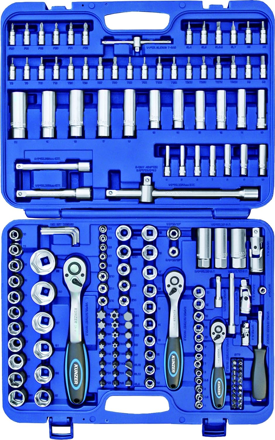 Kunzer 7SS172 Steckschlüsselsatz-Set 172-teilig, CrMo-Stahl - Koffer mit Umschaltknarre, Ratsch, Ste