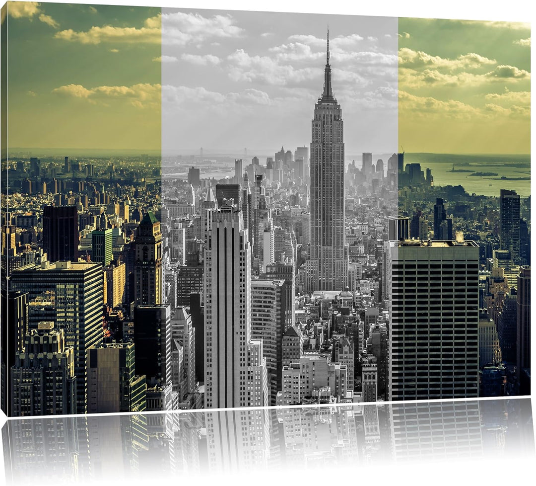 New Yorker Skyline mit Empire State Building schwarz/weiss Format: 100x70 auf Leinwand, XXL riesige
