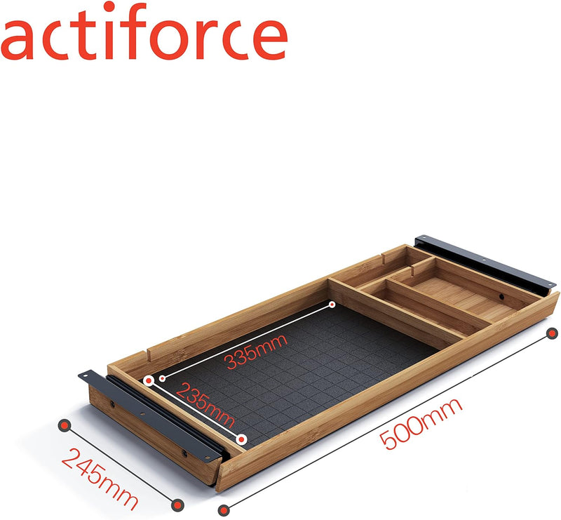 Actiforce Premium Bambus Schublade | Untertisch Schublade ausziehbar aus Bambus | die perfekte Unter