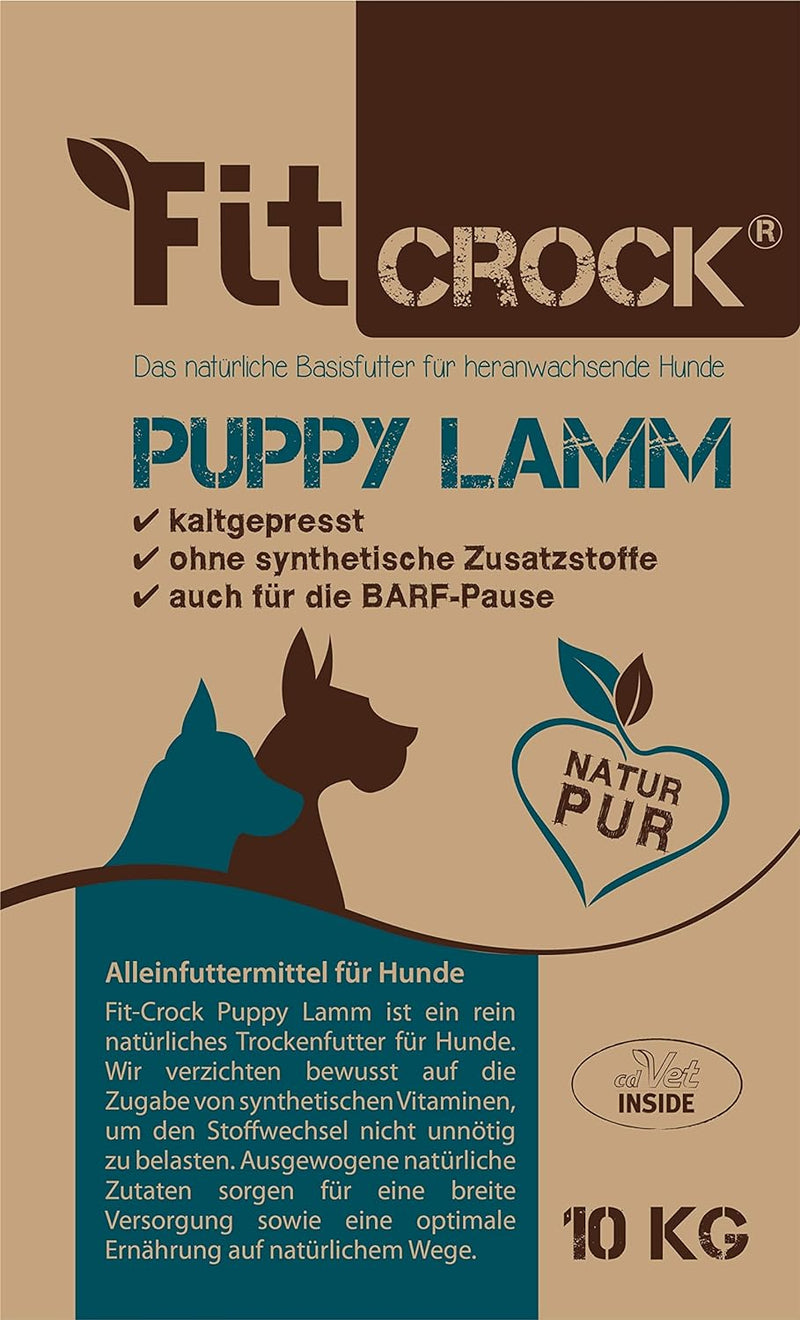 cdVet Fit-Crock Hundefutter trocken Puppy Lamm 10 kg, getreidefrei, 10 kg