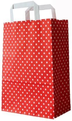 Papiertragetaschen mit Flachhenkel Punkte ROT (22 + 11 x 28 cm, 100 Stück) 22 + 11 x 28 cm 100 Stück