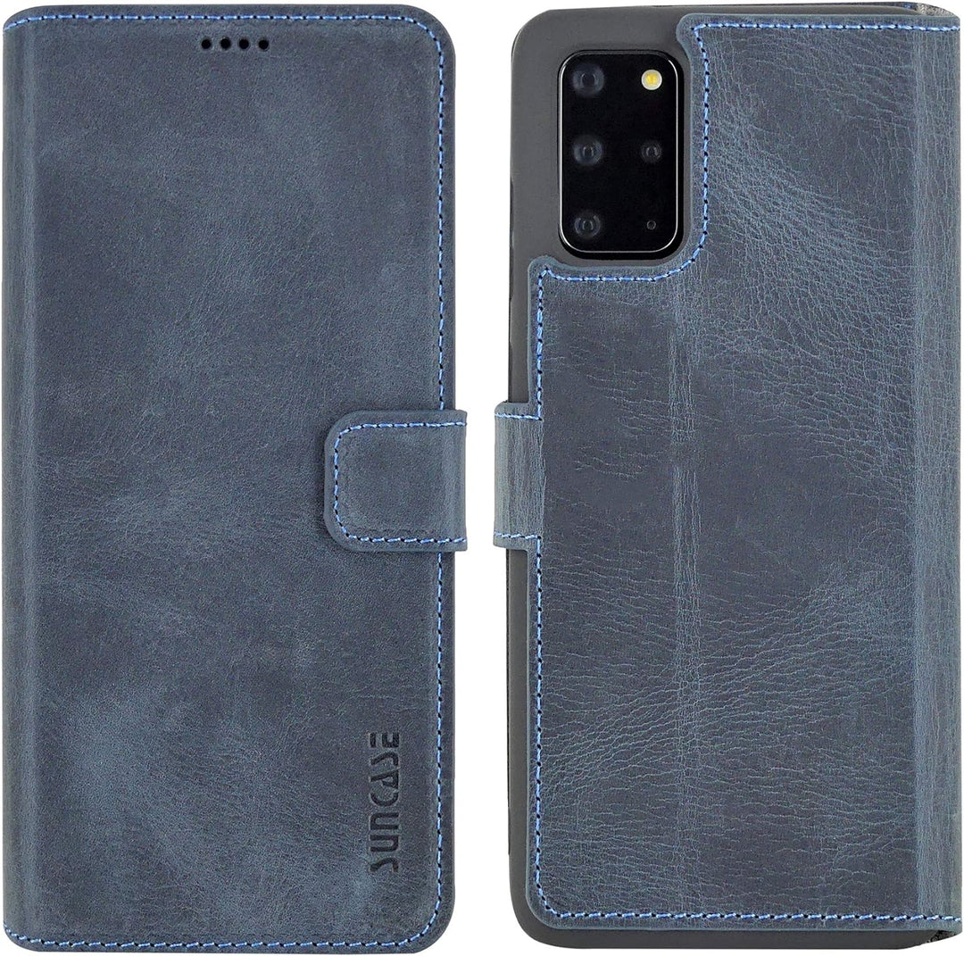 Suncase Book-Style Hülle kompatibel mit Samsung Galaxy S20 Plus Leder Tasche (Slim-Fit) Lederhülle H