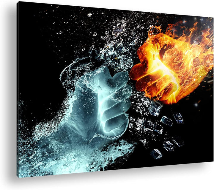 deyoli Feuer und Wasser prallen zusammen Format: 60x40 cm als Leinwandbild, Motiv fertig gerahmt auf