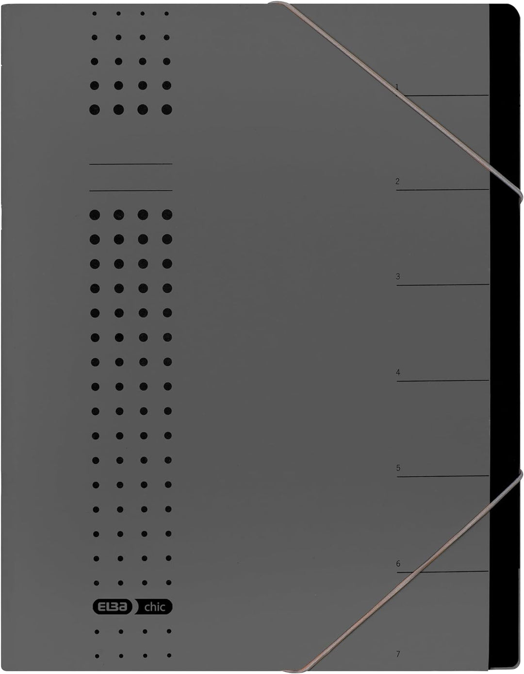 Elba Ordnungsmappe chic A4 aus Karton, 7 Fächer, anthrazit, 5 Stück, anthrazit