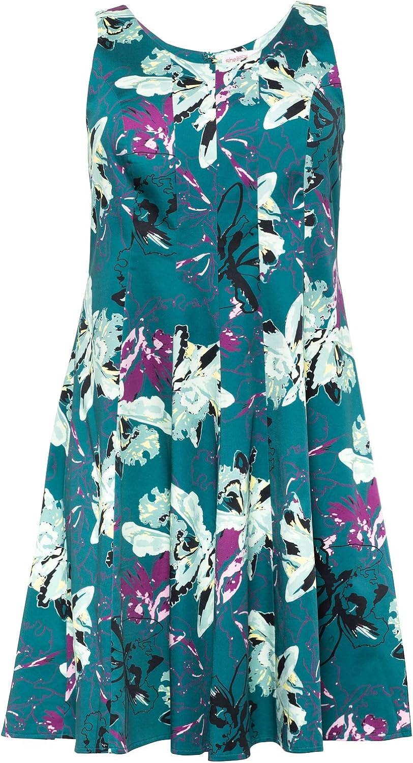 Sheego Damen Freizeitkleid mit floralem Alloverdruck smaragd, 52
