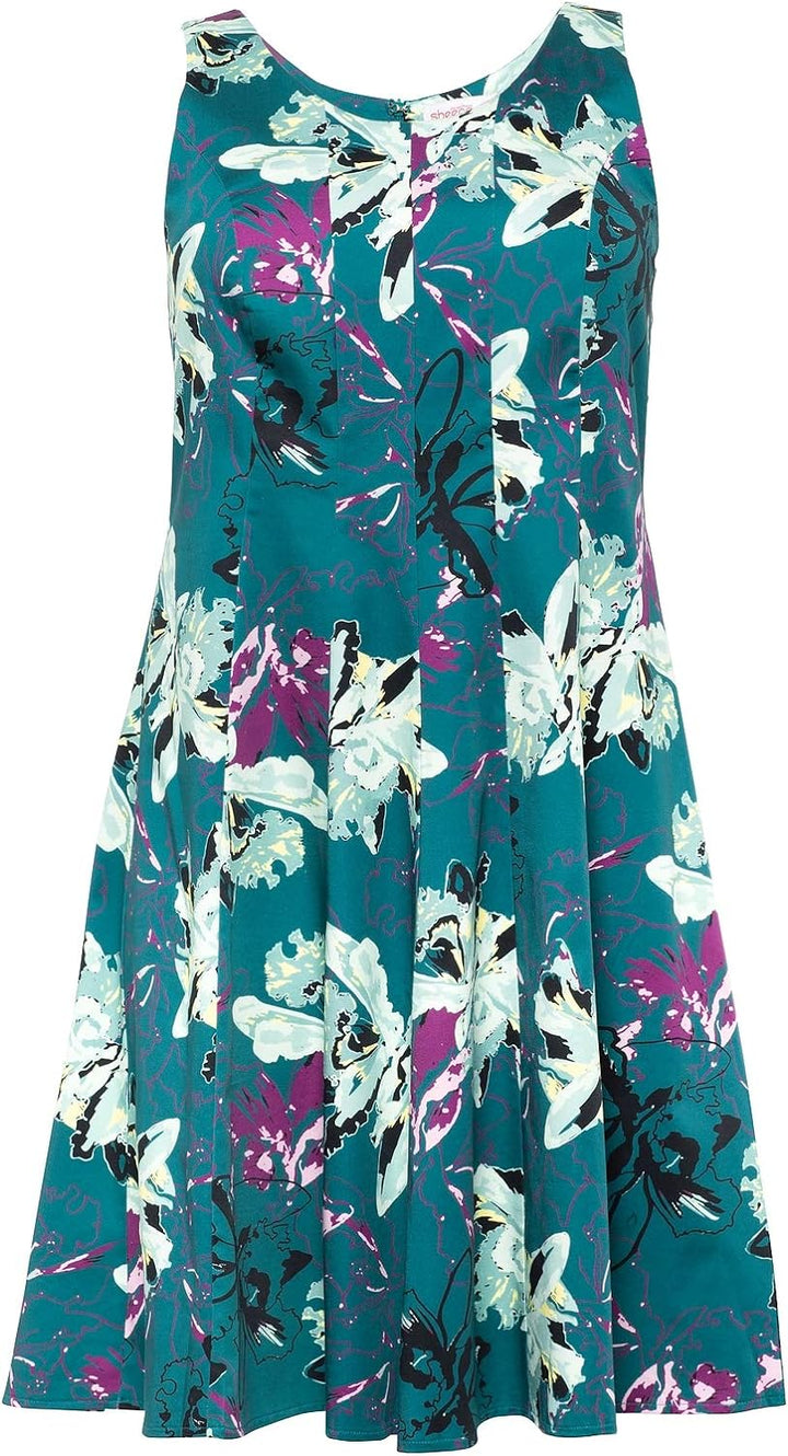Sheego Damen Freizeitkleid mit floralem Alloverdruck smaragd, 52