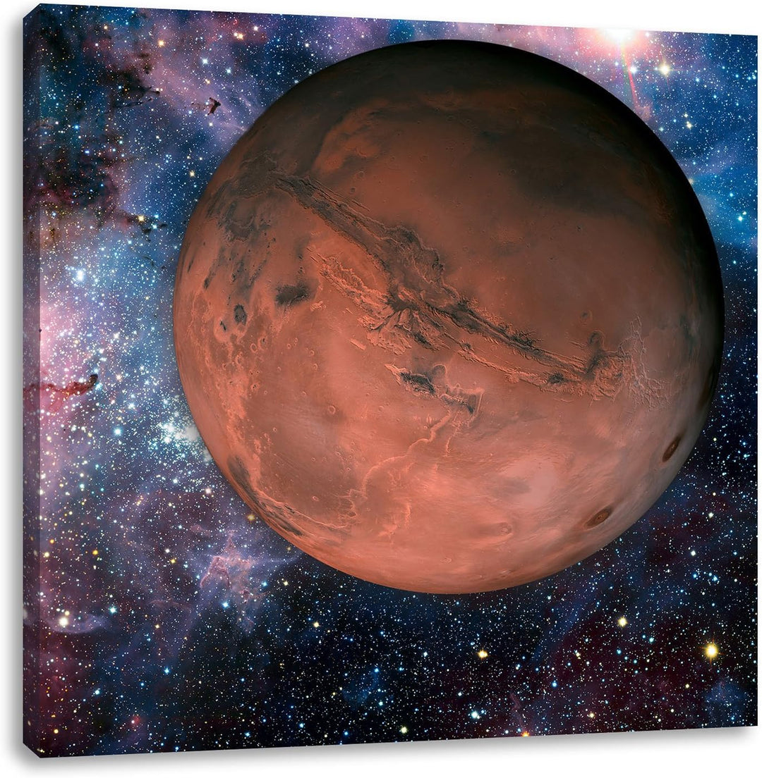 Pixxprint Mars im Weltall, Format: 70x70 auf Leinwand, XXL riesige Bilder fertig gerahmt mit Keilrah