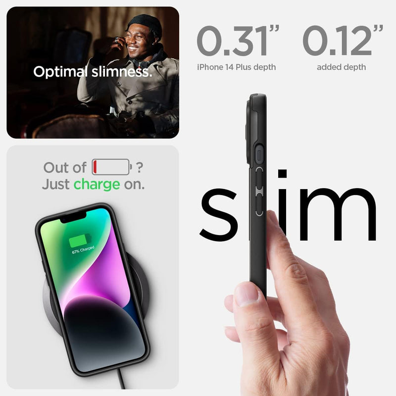 Spigen Optik Armor MagFit Hülle Kompatibel mit iPhone 14 -Schwarz, Schwarz