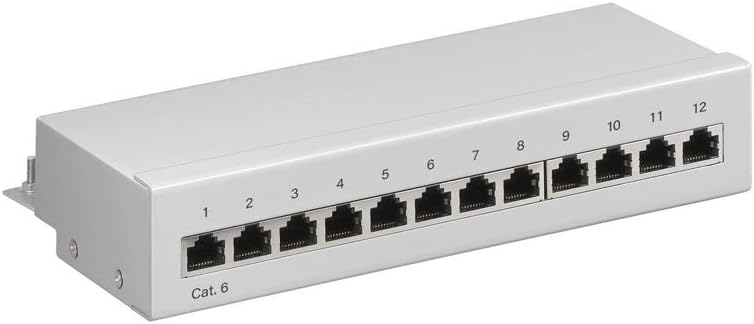 Goobay 69306 CAT 6 Patch Panel 12 Port / RJ45 Buchsen Netzwerkstecker / 250 MHz LAN Patchfeld / 1 HE