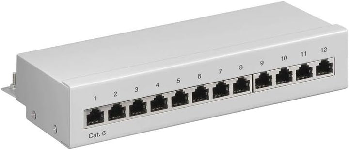 Goobay 69306 CAT 6 Patch Panel 12 Port / RJ45 Buchsen Netzwerkstecker / 250 MHz LAN Patchfeld / 1 HE