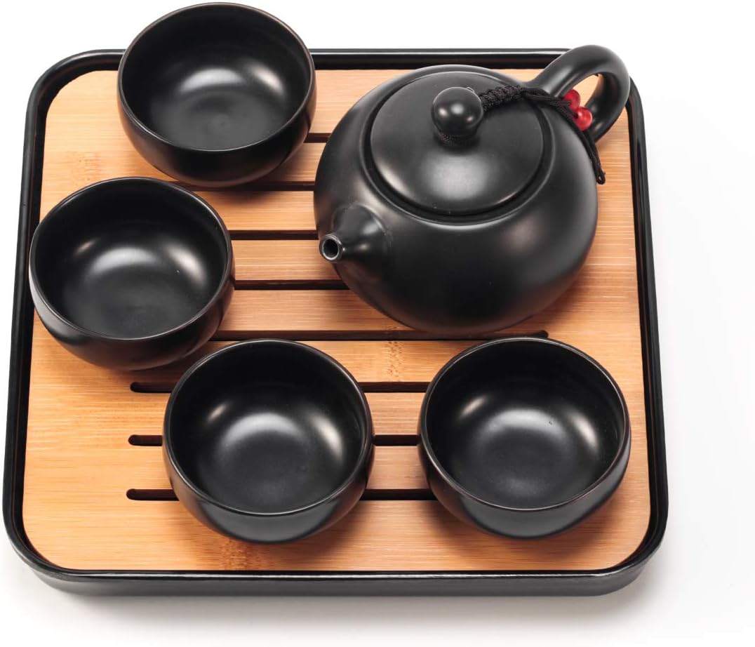 Lyty Chinesisches Teekannen-Set mit Tablett Infuser – Reise-Keramik-Tee-Set Porzellan-Teekanne, trag